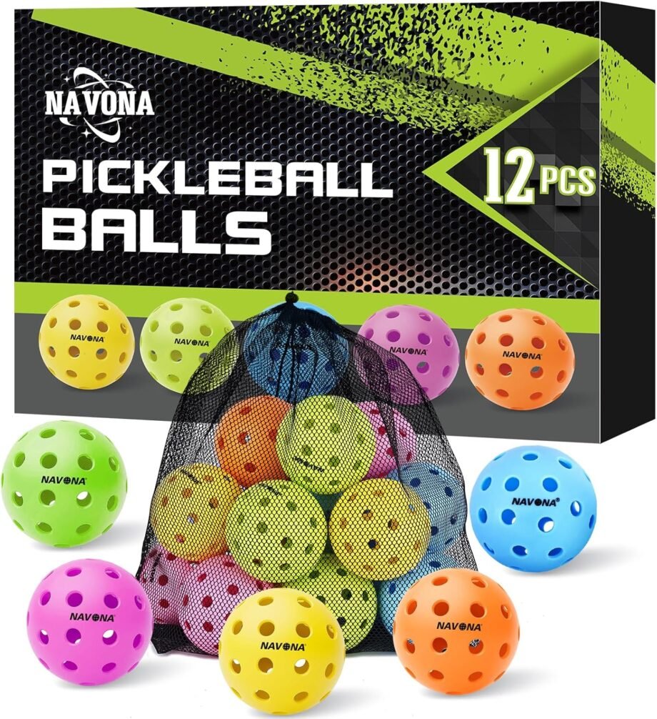 Get Ready to Rally: Unleash Fun with Navona's Colorful 12-Pack Outdoor Pickleball Balls!