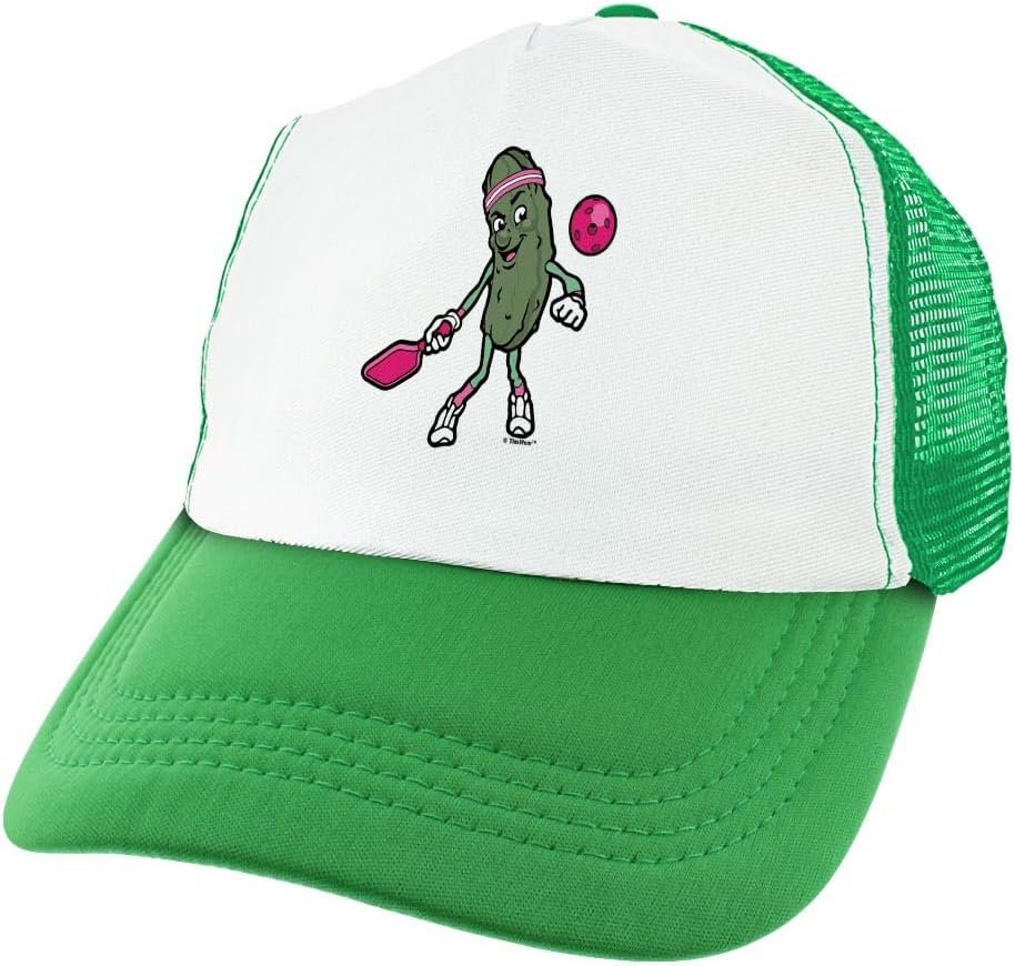 Get Ready to Serve Some Laughs with the Funny Pickle Sasquatch or T-Rex Playing Pickleball Trucker Hat!
