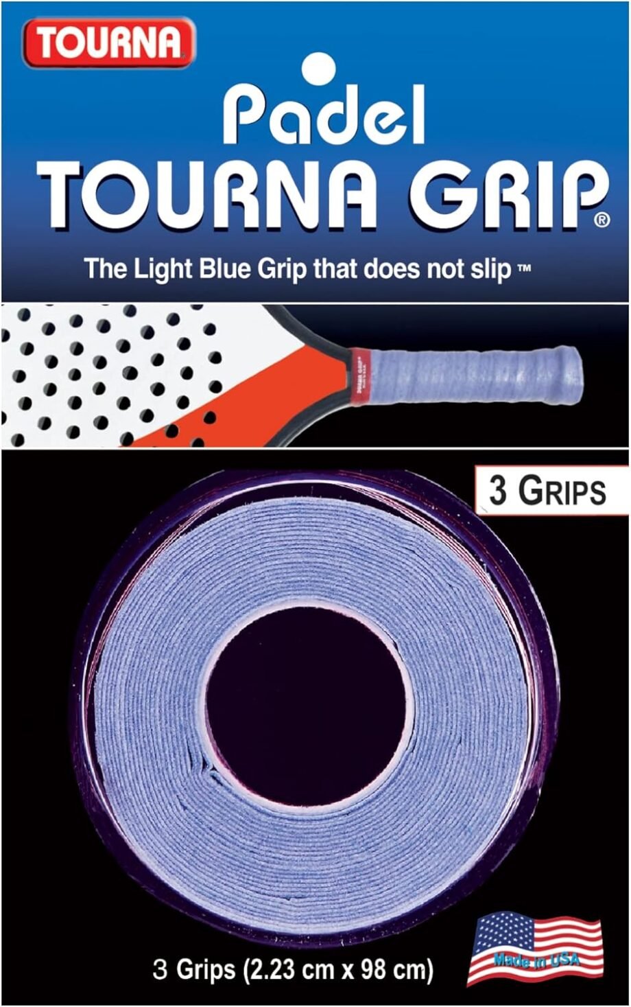 Unleash Your Game with the Tourna Padel Grip 3 Pack in Stunning Trademarked Blue!