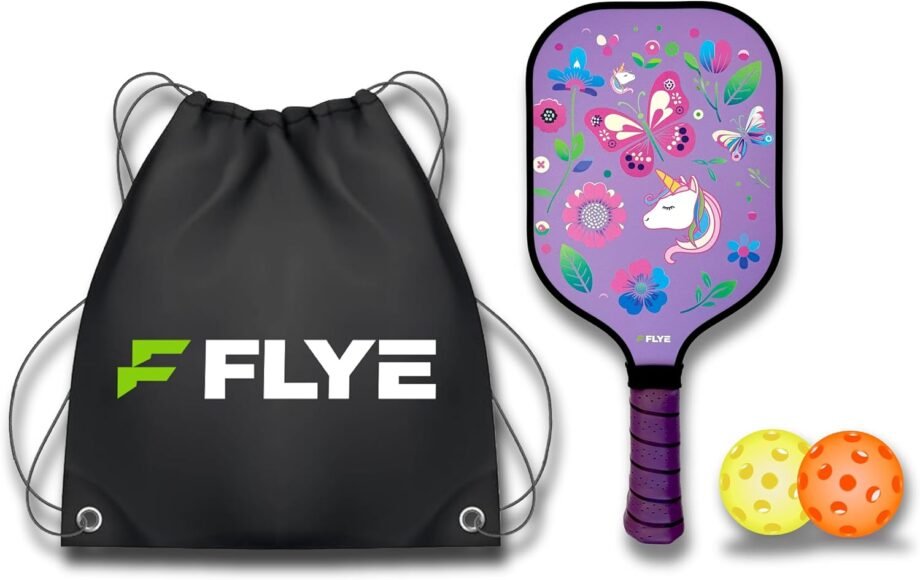 Rallying Fun: Unleashing the FLYE Kids Carbon Fiber Pickleball Paddle Set with Dino, Flower, and Shark Adventures!
