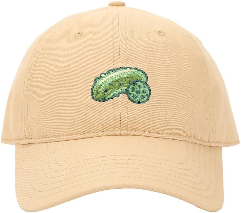 Dad's New Favorite: The Pickleball Embroidered Pickle & Ball Tan Dad Hat!