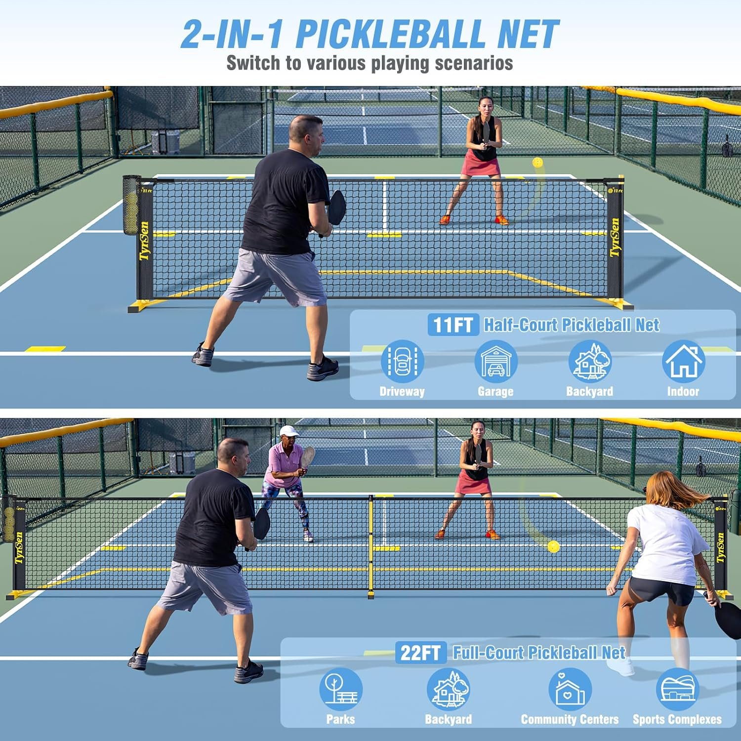 TYRSEN Portable Pickleball Net