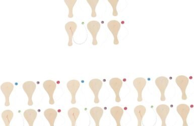 Unleash Your Creativity with the 24 Pcs White Billet Wooden Racket Wood Paddle Ball Toy!