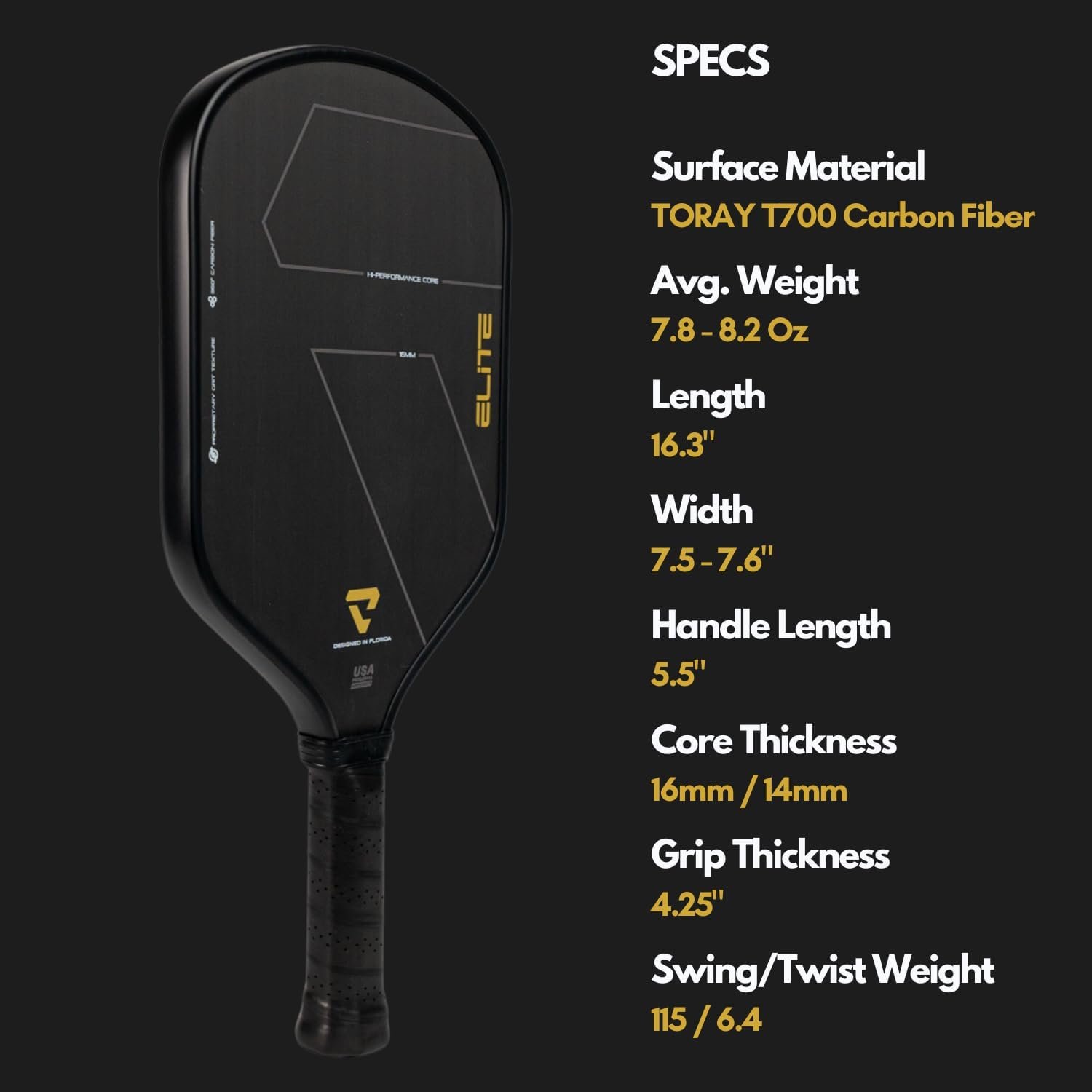 Raw Carbon Fiber Pickleball Paddle