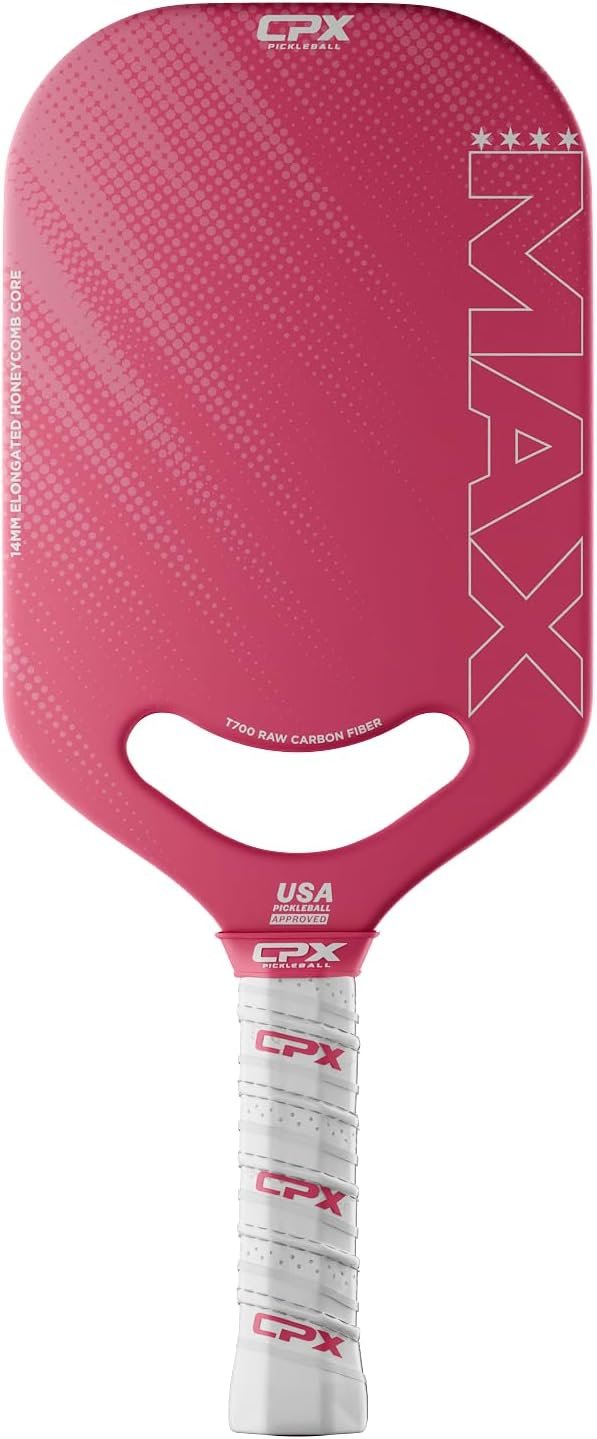 Swing in Style: Unleashing Power with the CPX MAX Sakura Pink Raw Carbon Fiber Pickleball Paddle!