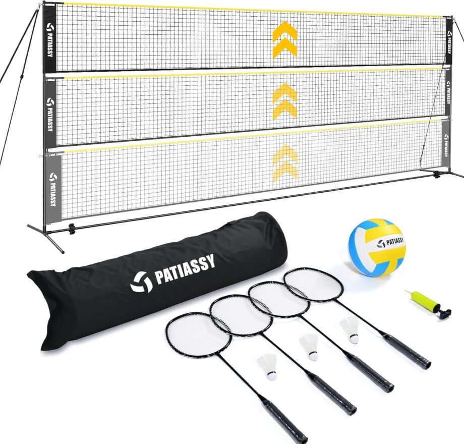Netting Fun: The Ultimate Portable Badminton Volleyball Pickleball Combo Set for Backyard Adventures!