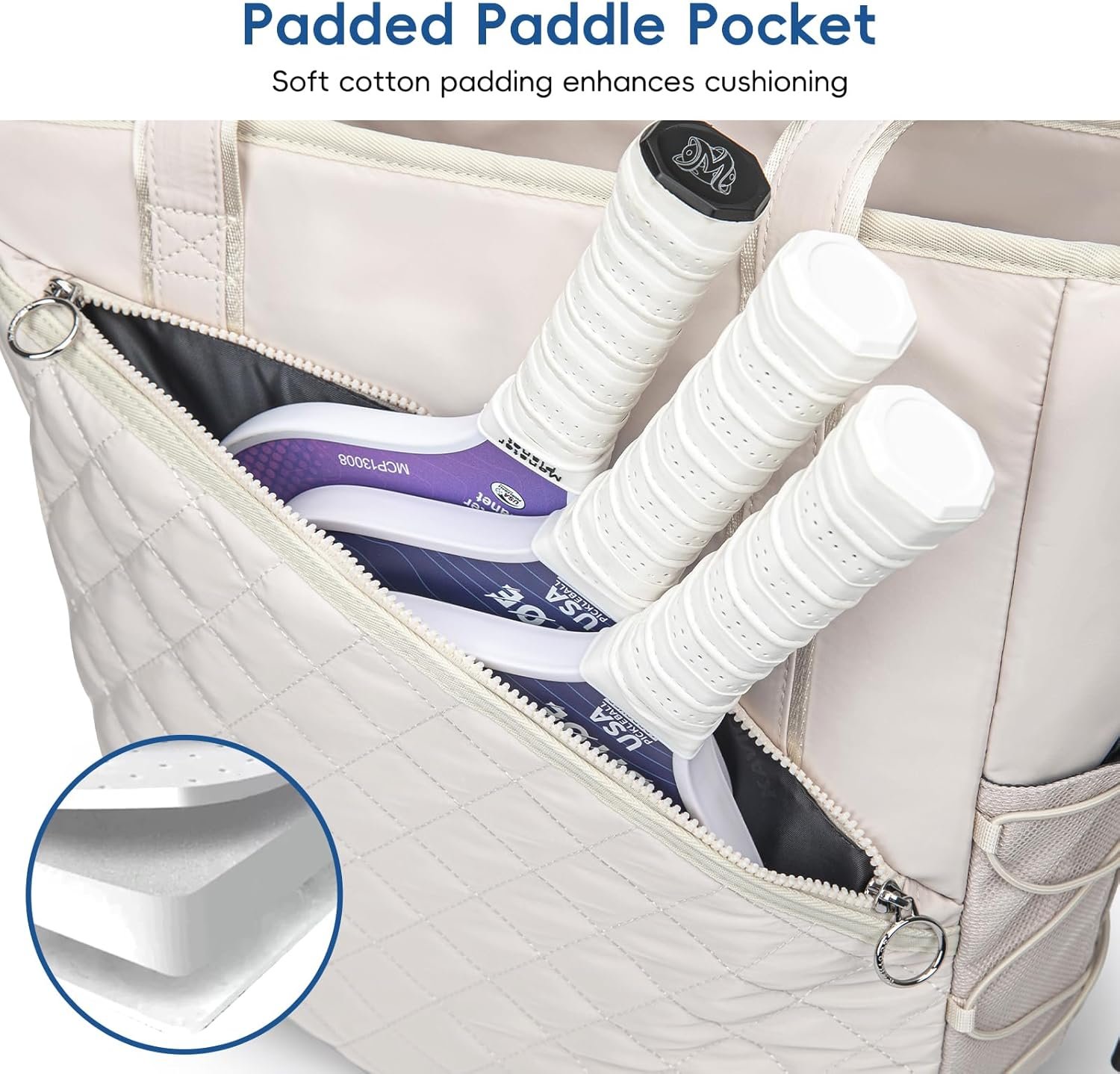 KAVIGOR Quilted Pickleball Tote Bag
