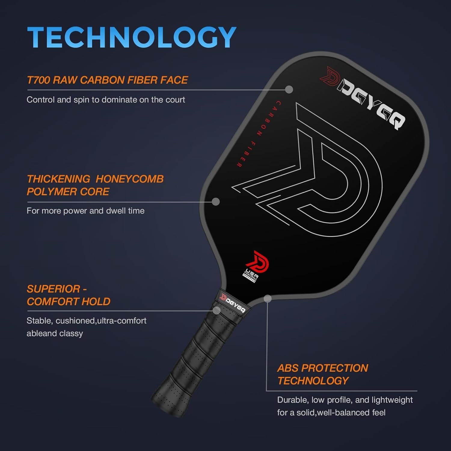 DGYGQ Carbon Fiber Pickleball Paddle
