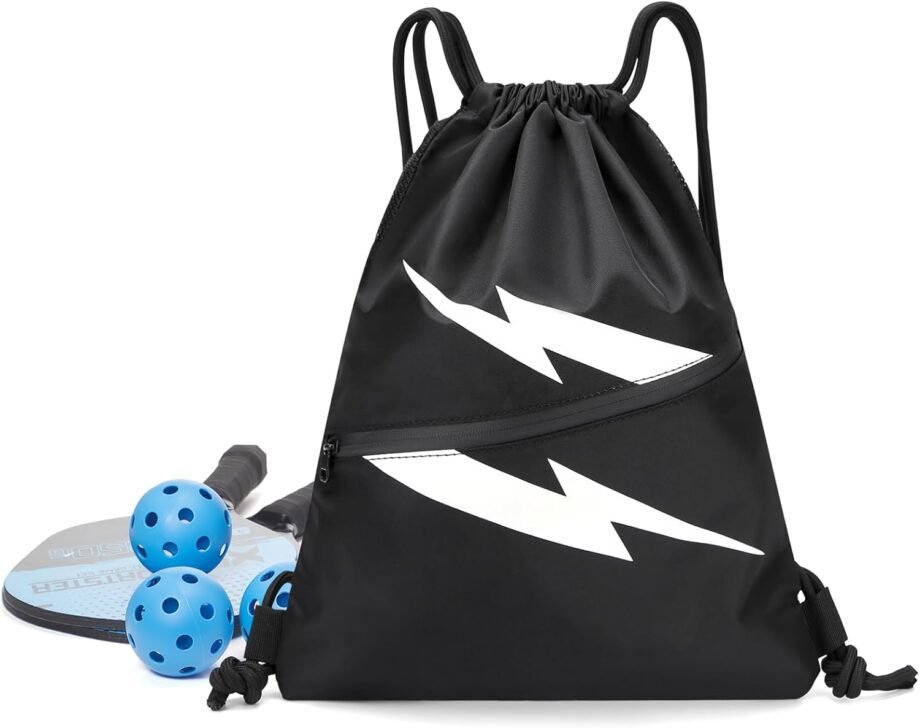 Game On: The Ultimate Black Drawstring Backpack for All Your Pickleball Adventures!