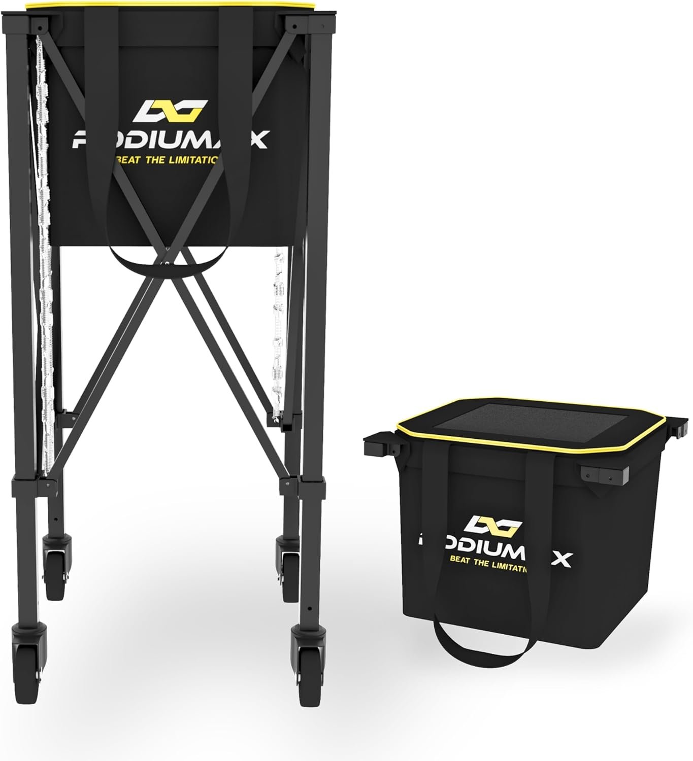 Demifill Lightweight Foldable Tennis Ball Teaching Cart With Wheels And Removable Bag, Holds 180 Balls Wheeled Tennis Ball Sports Teaching Carts Foldable Tenni