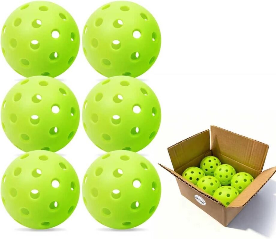 Bounce into Fun with the Bright Green 12/6 Pack of 40-Hole Outdoor Pickleball Balls!