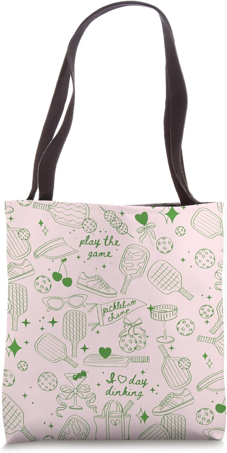 Paddle in Style: A Review of the Pickleball Doodles Kelly Green and Pink Tote Bag!